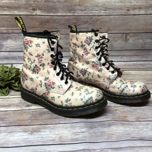 Dr Martens Rose Pink Floral Boots, Sz 8